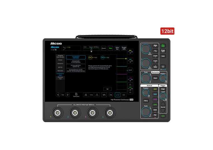 Micsig SATO1004 12-bit oscilloscope – front view