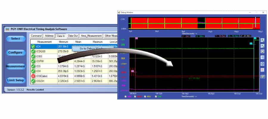 ONFIv4 Electrical Timing Analysis Software Detail View Debugging