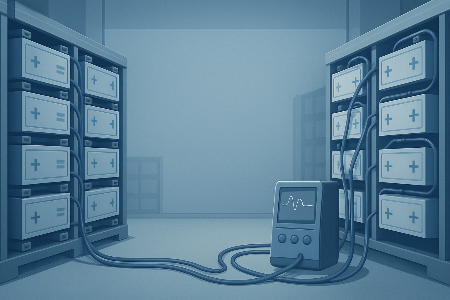 Industrial battery storage system with measuring device in a quiet industrial environment